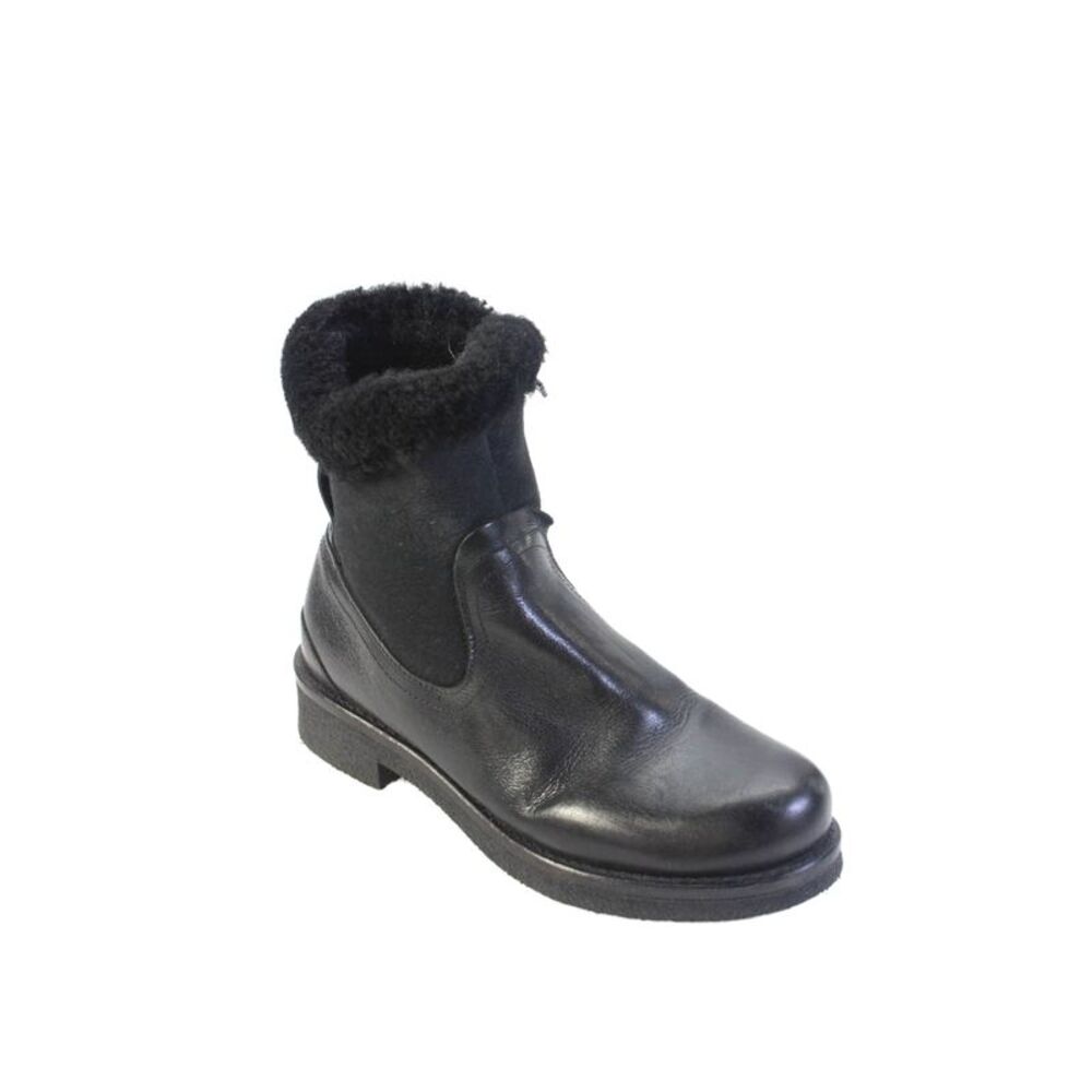 Pajar Womens Side Zip Shearling Lined Ankle Boots Black Leather Size 7-7.5